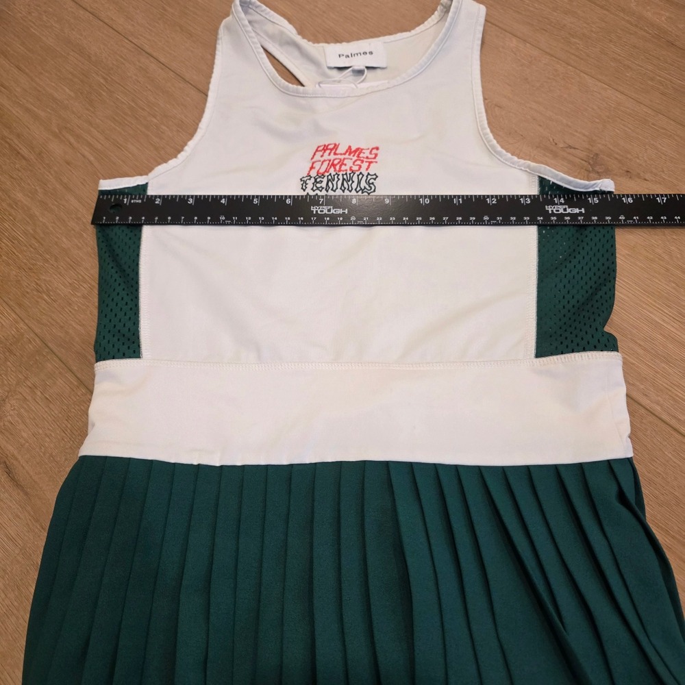 Palmes Forest PTFO Tennis Dress Small White Green Pleated Racerback Preppy NWT - Picture 7 of 11